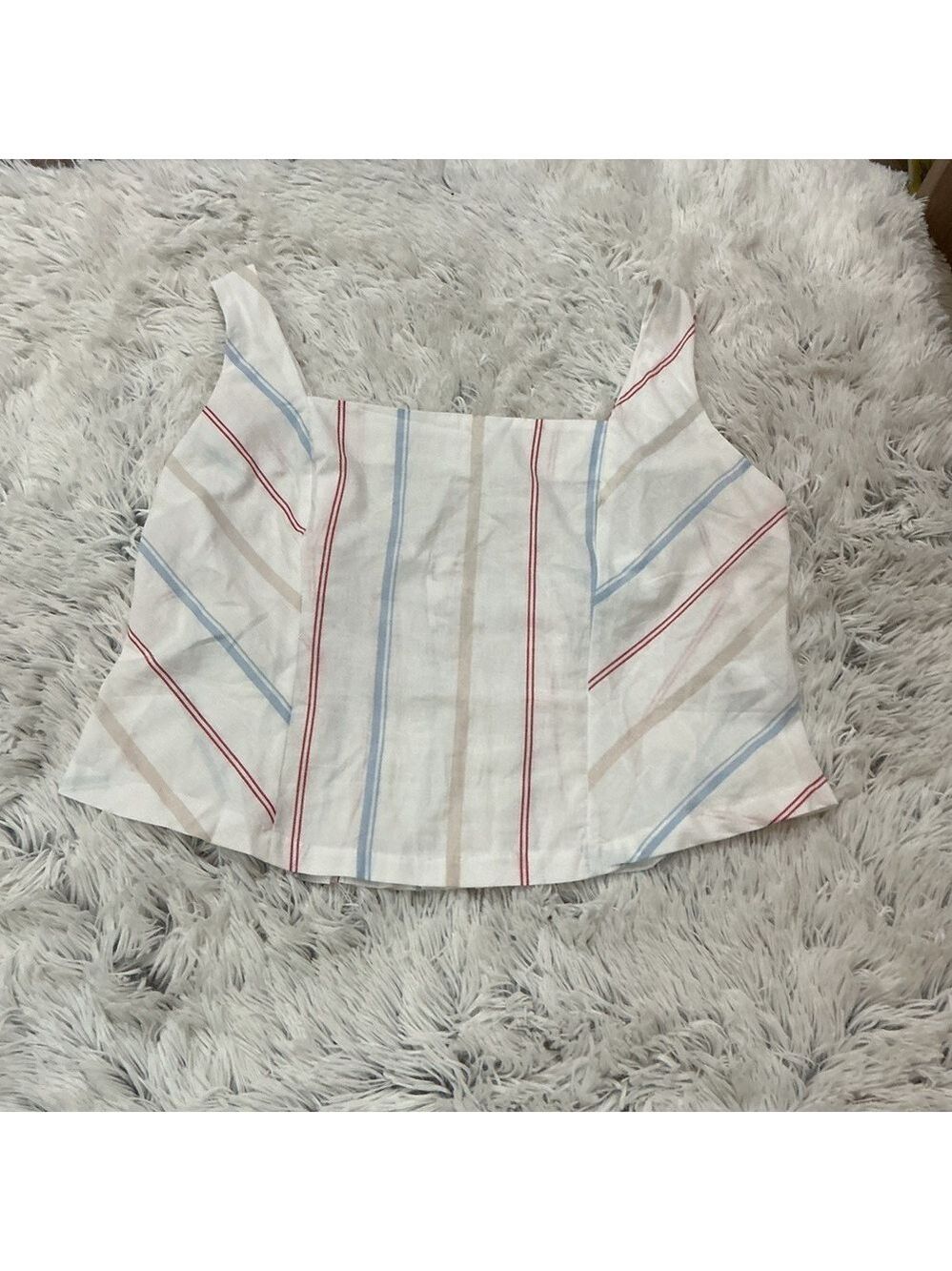 Maurices striped cotton poplin corset cropped tank top Woman’s XL - Picture 3 of 13